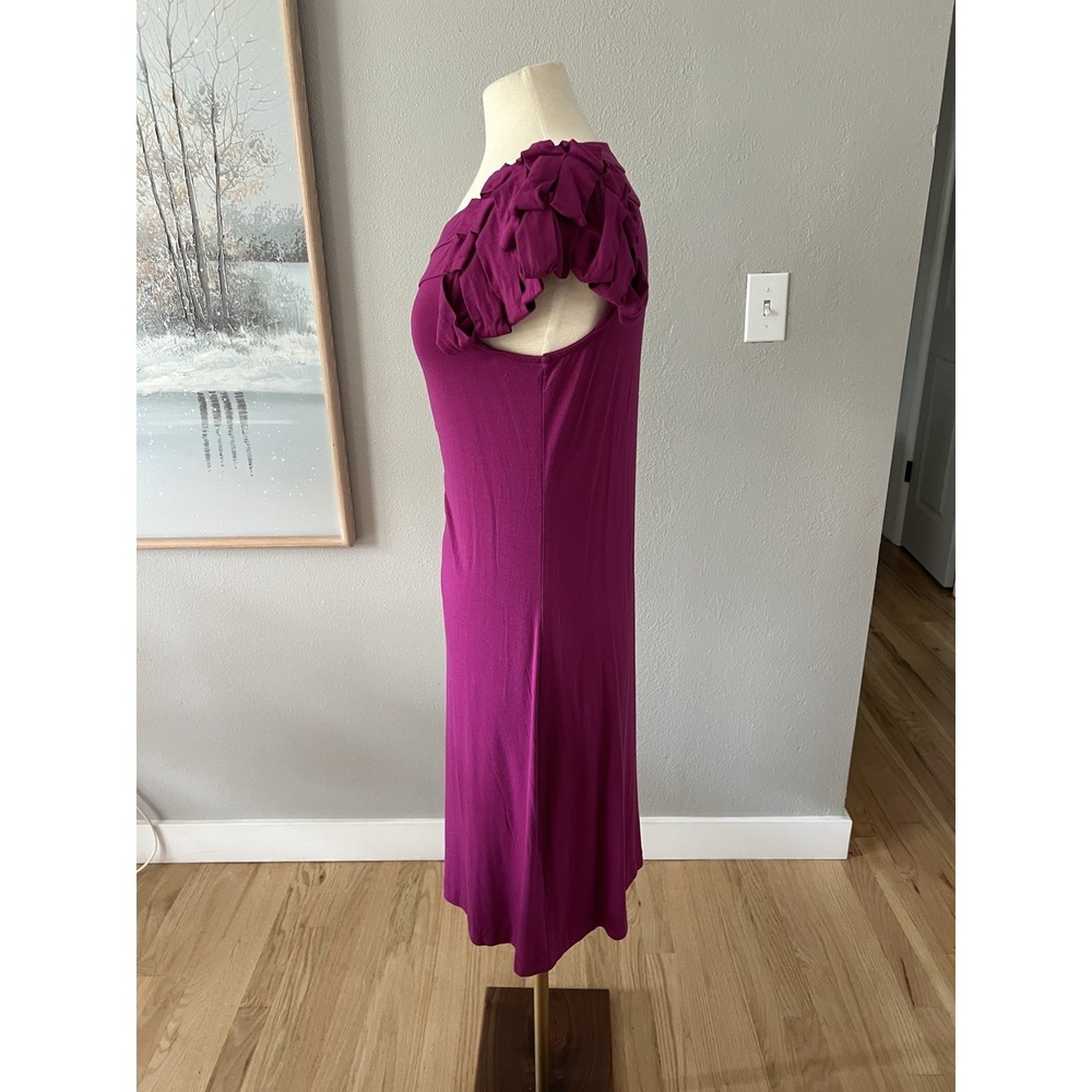 Cynthia Rowley Dress Pink Knit Stretch dress Sz Medium Boat Neck Loop sleeve - Picture 5 of 9